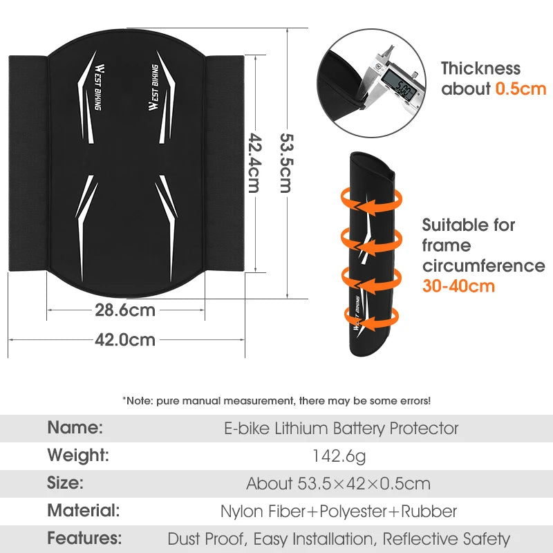 WEST BIKING E-Bike Battery Cover | Insulated & Waterproof