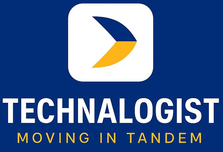 Logo of TECHNALOGIST with a blue and yellow design