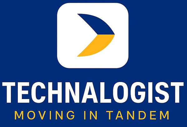 Logo of TECHNALOGIST with a blue and yellow design