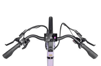 Bicycle handlebar with control panel on a white background