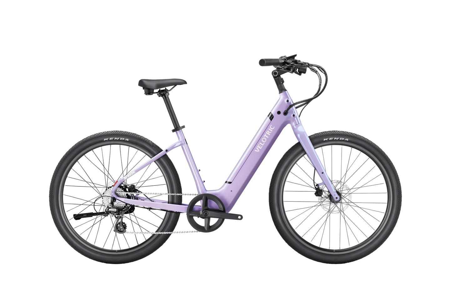Purple bicycle on a white background