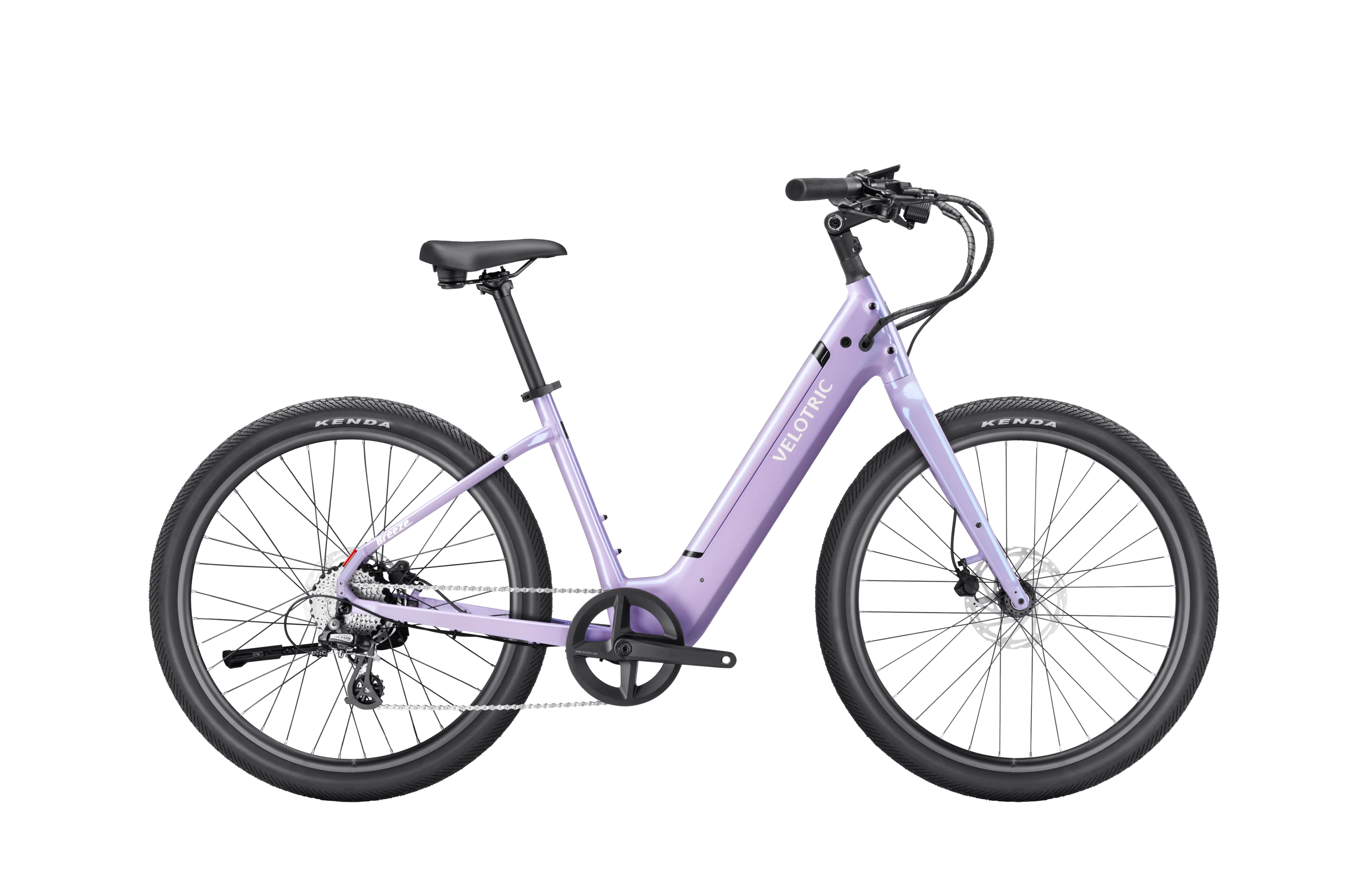 Purple bicycle on a white background