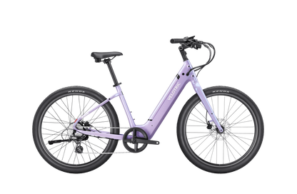 Purple bicycle on a white background
