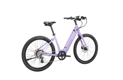 Purple bicycle on a white background